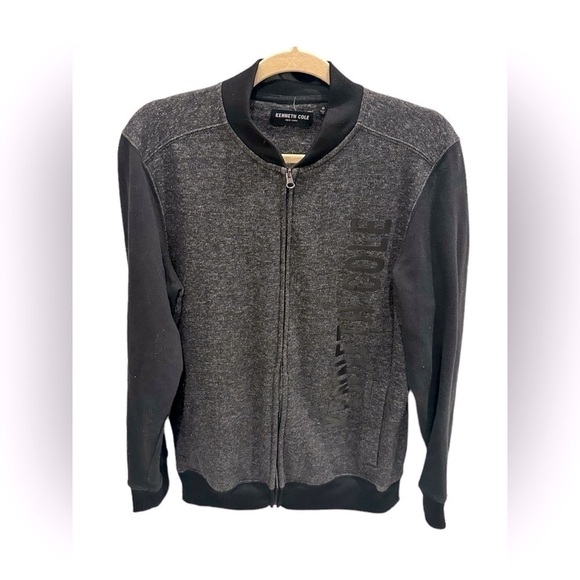 Kenneth Cole REACTION Men's Full Zip Logo Long Sleeve Knit Medium - Picture 2 of 4